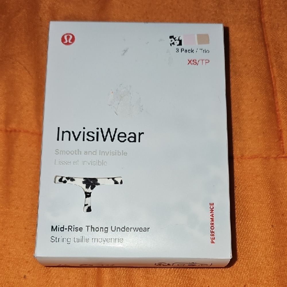 Lululemon InvisiWear Mid Rise Thong Underwear. 3 Pack Sz XS. Nwts!